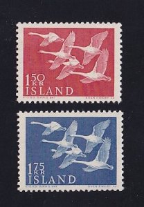 Iceland    #298-299   MNH   1956   nordic issue   whooper swans