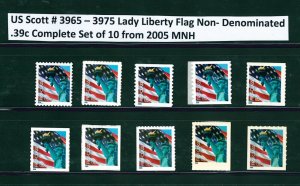 US Scott # 3965 - 3975 / Lady Liberty ND 2006 Set of 10 
