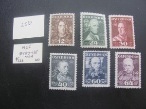 AUSTRIA  1935 MNH SC B132-B137 SET XF $125 (250)