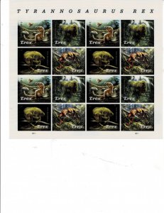 Dinosaurs T Rex US Forever Postage Sheet of 16 stamps VF/XF MNH #5410-13