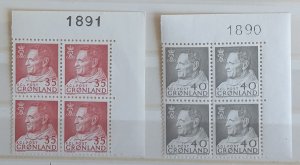 Greenland Blocks Of 4 UM/Mint Postage Stamps
