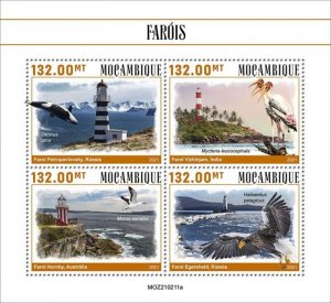 Mozambique - 2021 Lighthouses & Birds - 4 Stamp Sheet - MOZ210211a