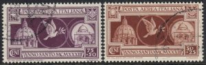 Sc# CB1 / CB2 Italy 1933 Holy Year air post semi postal used set CV $187.50