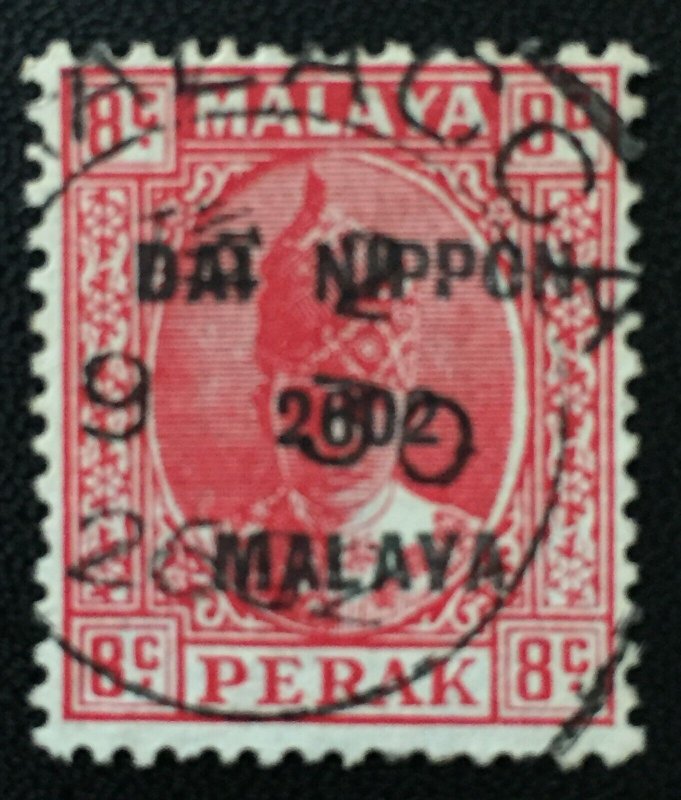 Malaya 1942 Japanese Occupation opt PERAK 8c Used MALACCA pmk SG#J248 M4264