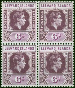 Leeward Islands 1947 6d Purple & Deep Magenta SG109b V.F MNH Block of 4