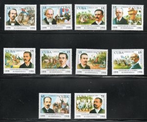 Cuba Sc# 3972-3981  WAR FOR INDEPENDENCE  Cpl set of 10  1998 MNH mint