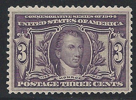 Scott 325, Original gum, 1904-7 Louisiana-Jamestown Issues