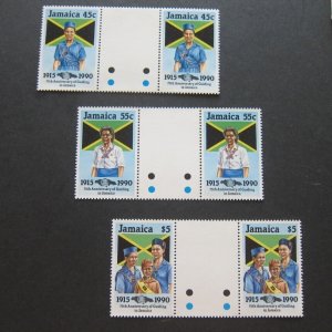 Jamaica Sc 721-723 Scout G-Pair(BLK-Blue)) Set MNH