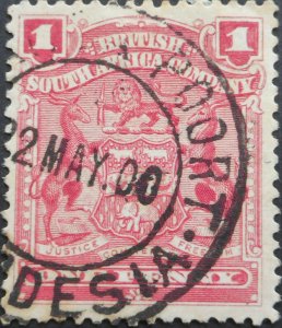 Rhodesia 1898 1d with SEABNGA POORT (DC) postmark