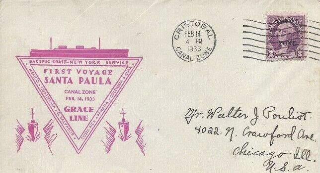 S.S. SANTA PAULA - GRACE LINE 1933 - Cristobal, CZ