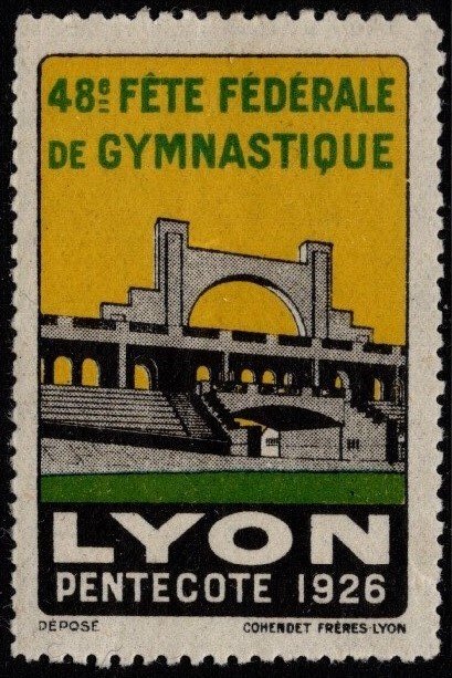 1926 France Poster Stamp Federal Gymnastics Festival Lyon MNH