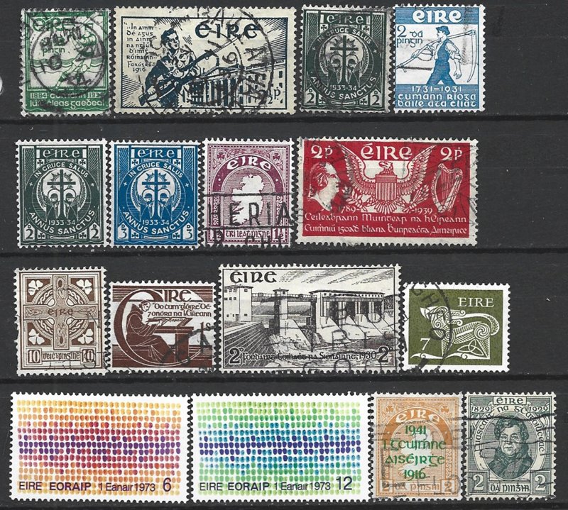 COLLECTION LOT 15603 IRELAND 16 AC STAMPS 1929+ CV+$20