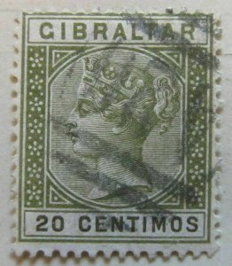 A8P15F40 Gibraltar 1889-96 WMK CROWN CA 20c olive-green used-