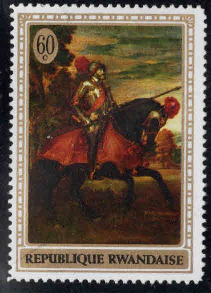 RWANDA Scott 328 Knight on  Horse  painting stamp