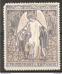 France - Child protection vintage poster stamp  (90404)