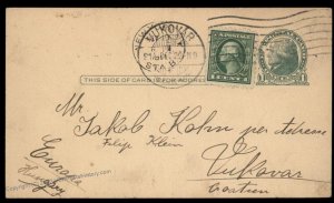 USA 1914 WWI Upfranked Postal Stationery Vukovar Croatia Austria Cover 88904