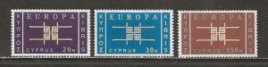 Cyprus Scott catalog # 229-231 Unused Hinged