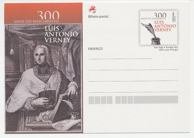 Postal stationery Portugal 2013 Luís Antonio Verney - Theologian - Writer