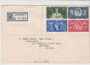 british 1953 registered stamps cover ref 19444