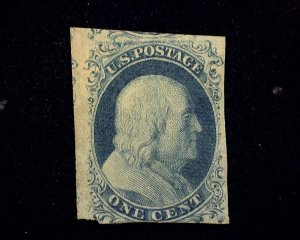 HS&C: Scott #9 3 margin stamp with O.G. corner crease. Mint F US Stamp