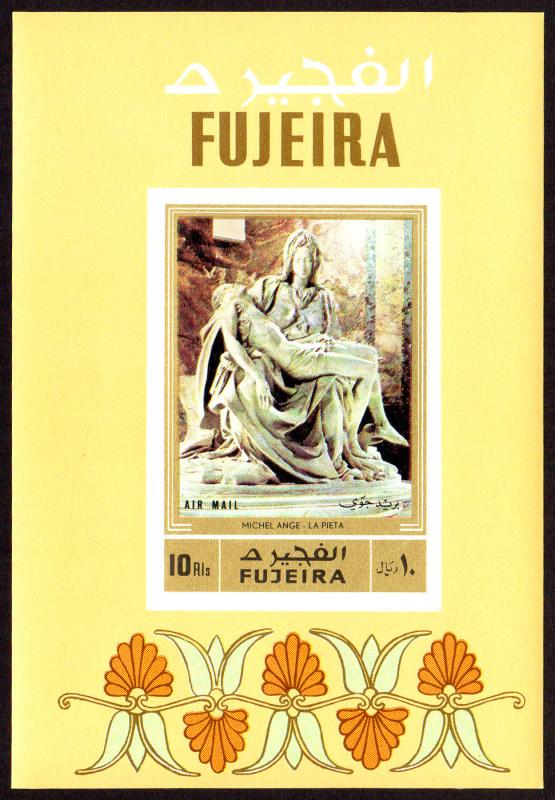 Fujeira Mi Block 91B (#851) mnh - 1972 Sculptures - Michelangelo Pieta - imperf