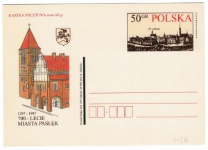 Poland 1997 Postal Stationary Postcard Stamp MNH Church 700 Years of Town Paslek