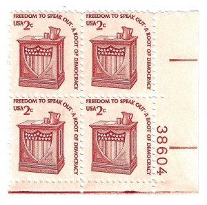 US 1582 - Plate 38604 - MNH, 2 Cent Plate Block in the Americana Series.