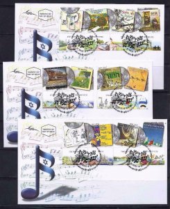 ISRAEL STAMPS 2011 ISRAELI MUSIC SELECTED ALBUMS SHEET ON 3 FDC