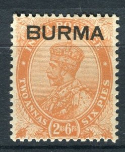 BURMA; 1937 early GV Optd. issue Mint hinged 2a. 6p. value