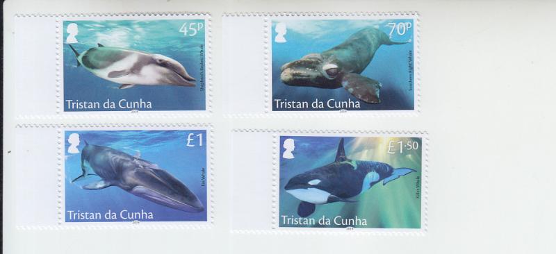 2019 Tristan da Cunha Whales (4) (Scott 1149-52) MNH