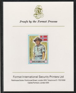 AJMAN 1971 WORLD SCOUTS - NORWAY  imperf on FORMAT INT PROOF CARD