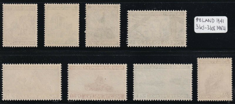 Poland - 1941 - Sc 3K1 - 3K8 - Exile Government in Great Britan - MNH