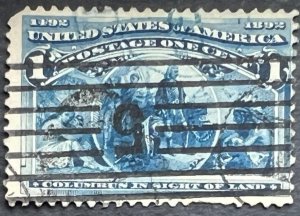 Scott#: 230 - Columbian: Columbus in Sight of Land 1¢ 1893 ABNC used - Lot 1