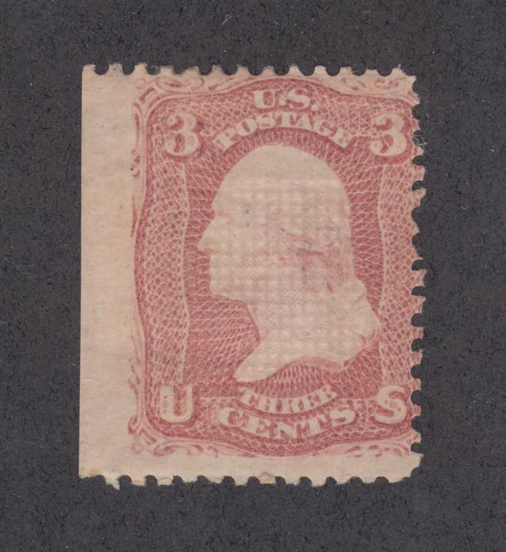 US Sc 88 MLH. 1868 3c rose Washington w/ E grill, Cert.   