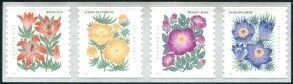 U.S.#5672-5675 SEQUENCED Mountain Flora 58c FE Coil w/Count # Strip of 4, MNH.