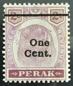 Malaya 1900 Perak Tiger 1c opt 2c Antique e in Cent MNG SG#81b M2429