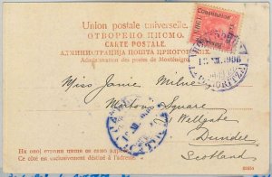 66010 - MONTENEGRO - POSTAL HISTORY - POSTCARD to SCOTLAND Dundee 1906-