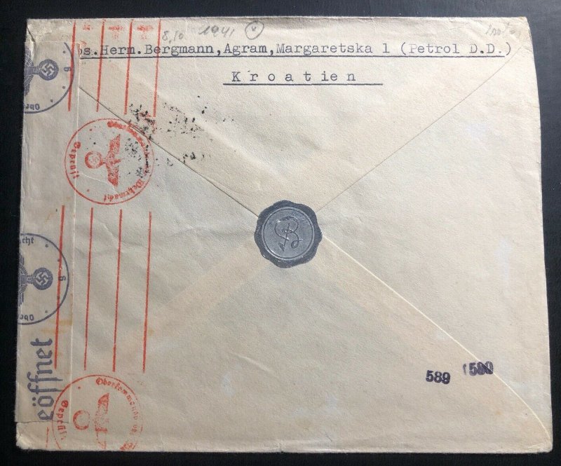 1941 Kutina Croatia Germany State Censored Cover To Hannover