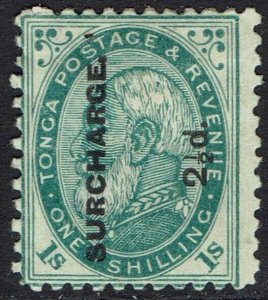 TONGA 1894 KING SURCHARGE 2½D ON 1/- PERF 12 X 11½