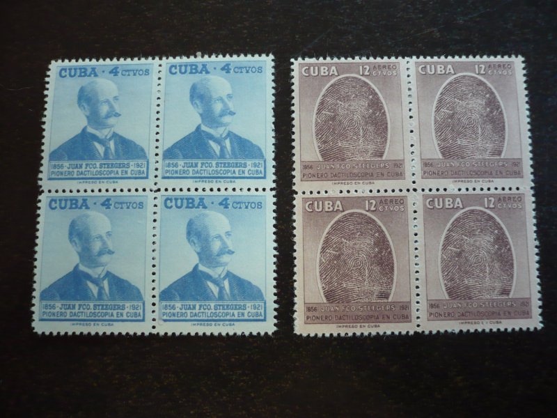 Stamps - Cuba - Scott#571,C157 - Mint Hinged Set of 2 Stamps in Blocks of 4