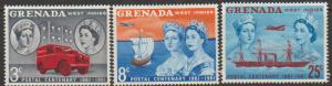 Grenada  QE II  SG 208 - 210  lightly mounted mint   Stamp Centenary