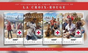 Togo - 2018 Red Cross Anniversary - 4 Stamp Sheet - TG18112a