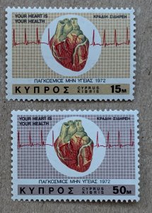 Cyprus 1972 Heart Health, MNH. Scott 378-379, CV $0.50.