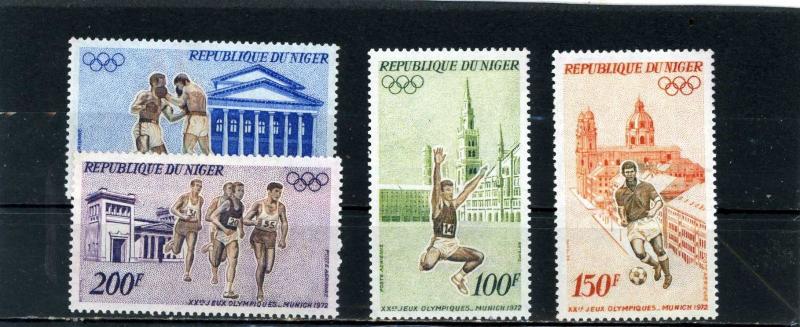 NIGER 1972 Sc#C187-C190 SUMMER OLYMPIC GAMES MUNICH SET OF 4 STAMPS MNH 