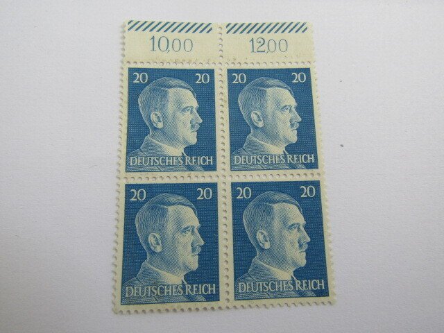 Germany 1941-44, Scott #516 block of 4 MNH 20pf No Gum, Hitler Head Issue,