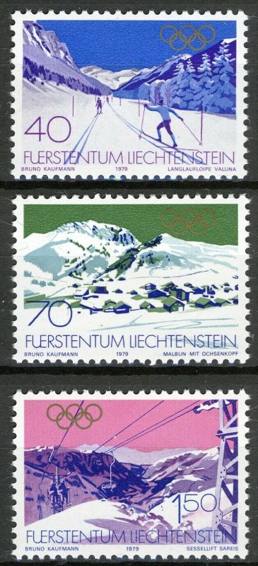 Liechtenstein 1979, Olypics Lake Placid 1980 set VF MNH, Mi 735-37 cat 4,4€