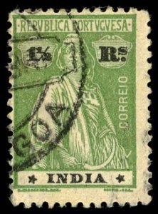 PORTUGUESE INDIA Sc 375K USED - 1921 1½r - Ceres, Ordinary paper - Perf 12 x 11½