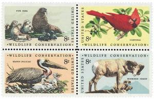 1972 8c Wildlife Conservation, Block of 4 Scott 1464-67 Mint F/VF NH