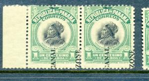 Canal Zone 46 Mt. Hope Overprint Mint Pair with Split Overprint Variety BX4728