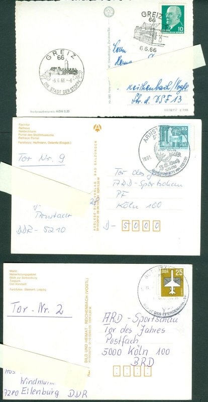 DDR. Germany. 3 Postcard. Postal used 1960-70is. Special Cancels.